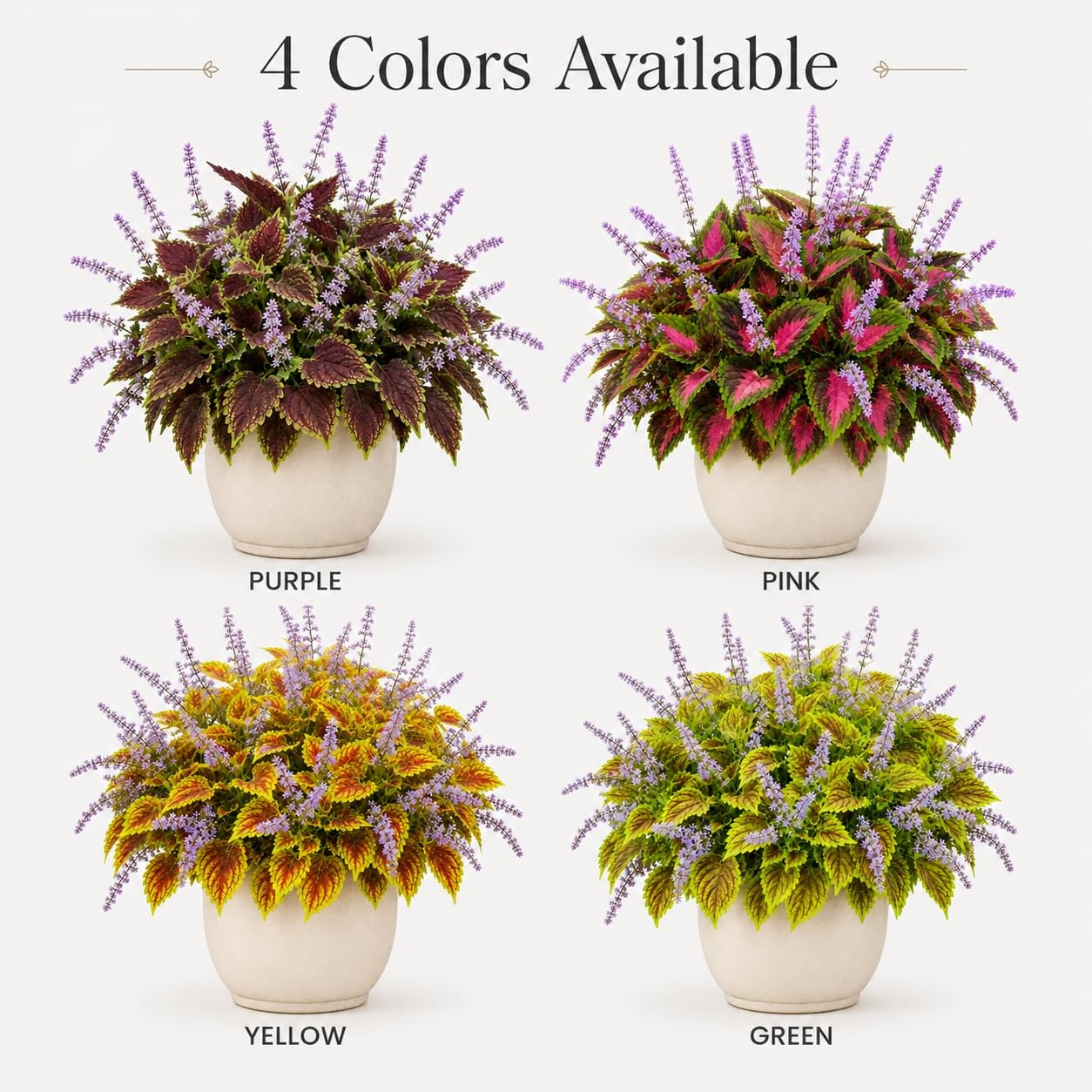 Artificial Coleus Flowers for Outdoor Planters, Realistic Faux Plant with Full