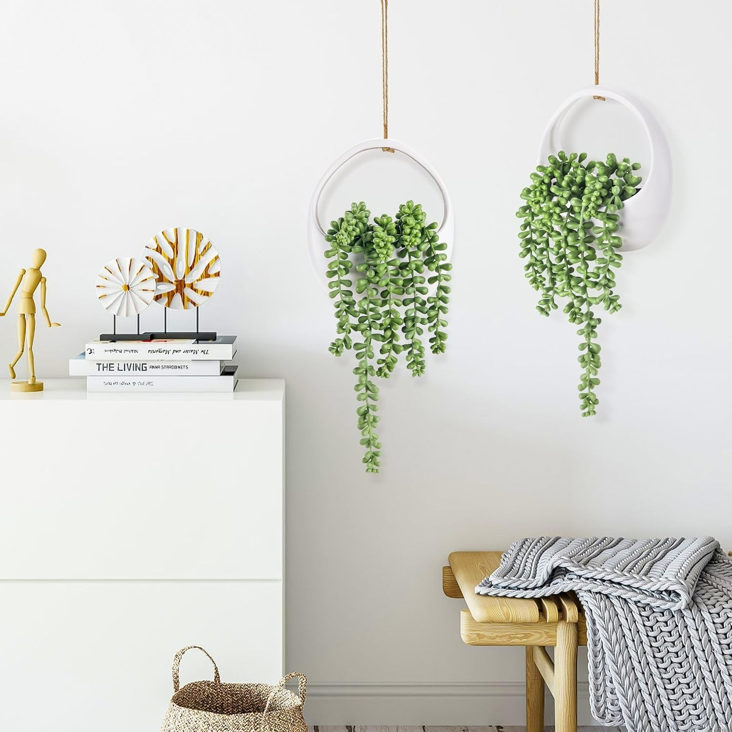 Realistic 2-Pack String of Pearls Fake Plants – Stylish Home & Office Decor