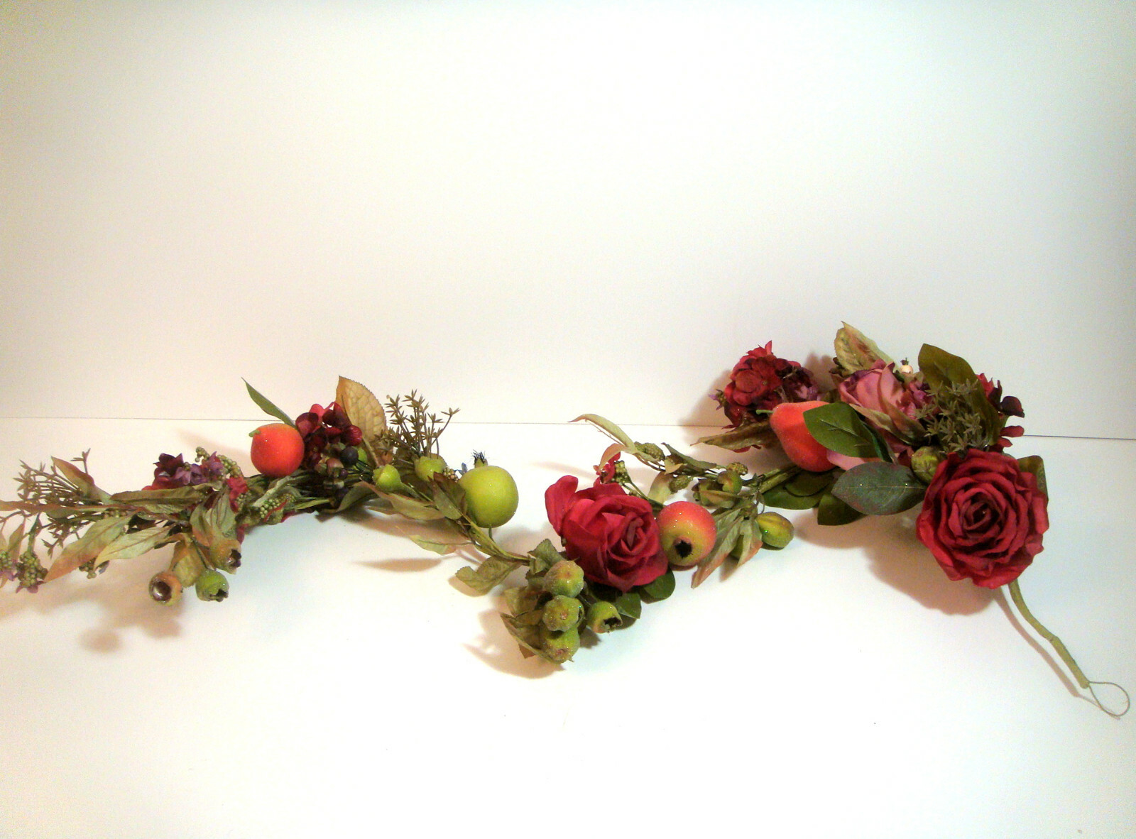 Raz Floral Garland with Roses, Hydrangea, Fruit and Berries 4 Foot