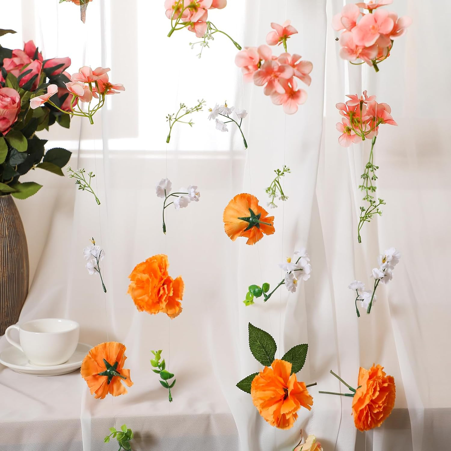 6 Pcs 35.4 Ft Flower Garlands Artificial Wildflower Vines Floral Hanging Backdro