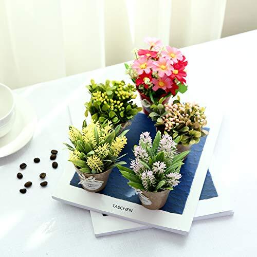 LUEUR Set of 6 Potted Artificial Flowers Fake Flowers with Assorted Colors