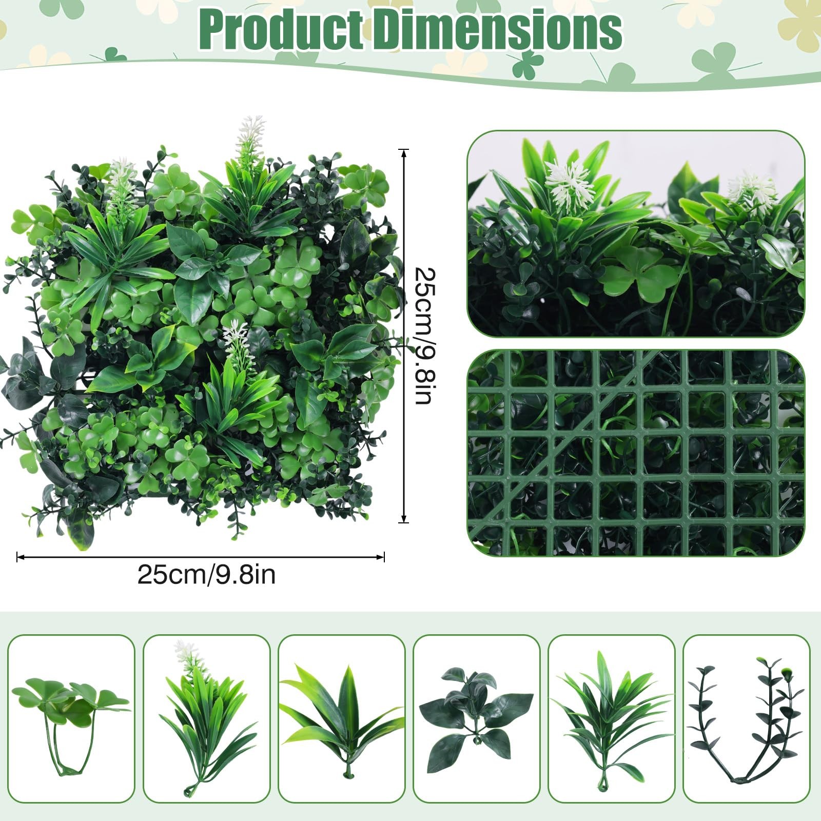 12Pcs 10″x10″ Artificial Grass Wall Panels, Privacy Fence Screen Green Decor …