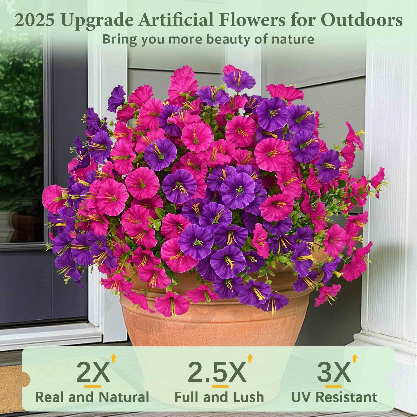 12 Bundles Look Real Artificial Flowers for Outdoors, Realistic Fake Outdoor …