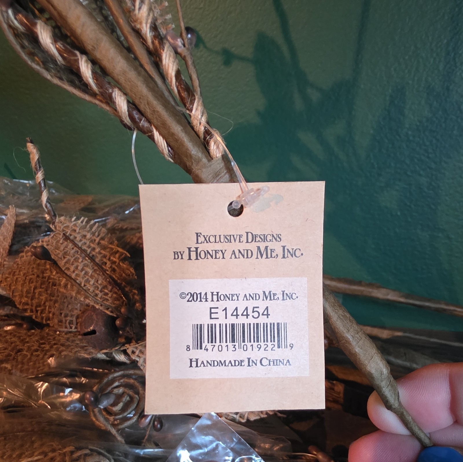 Honey and Me, Inc. Artificial Burlap Leaf Branch Pick Brown 16″ E14454