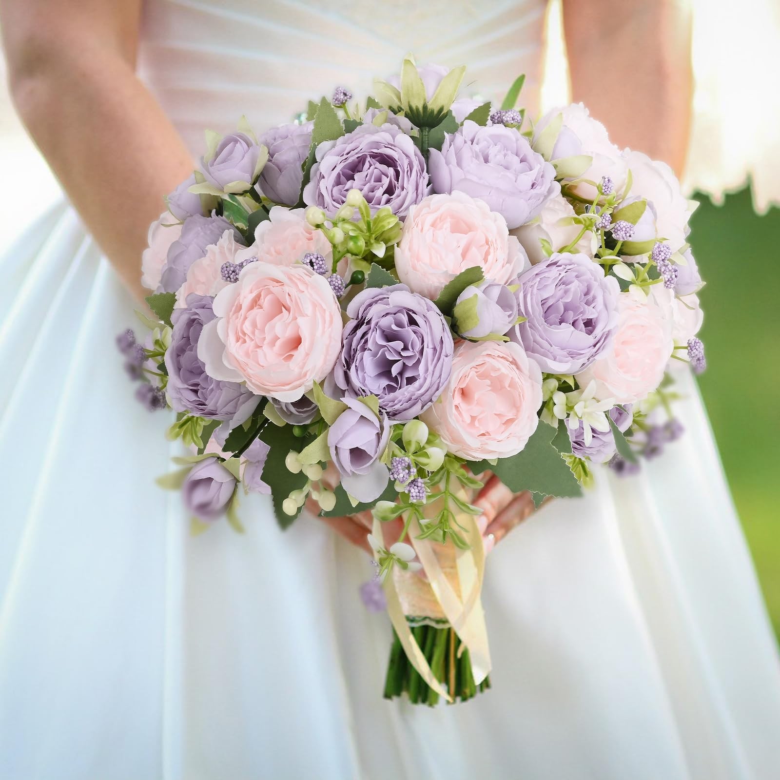 8 Packs Peonies Artificial Flowers, Pinkish-Purple Artificial Peonies, Silk P…