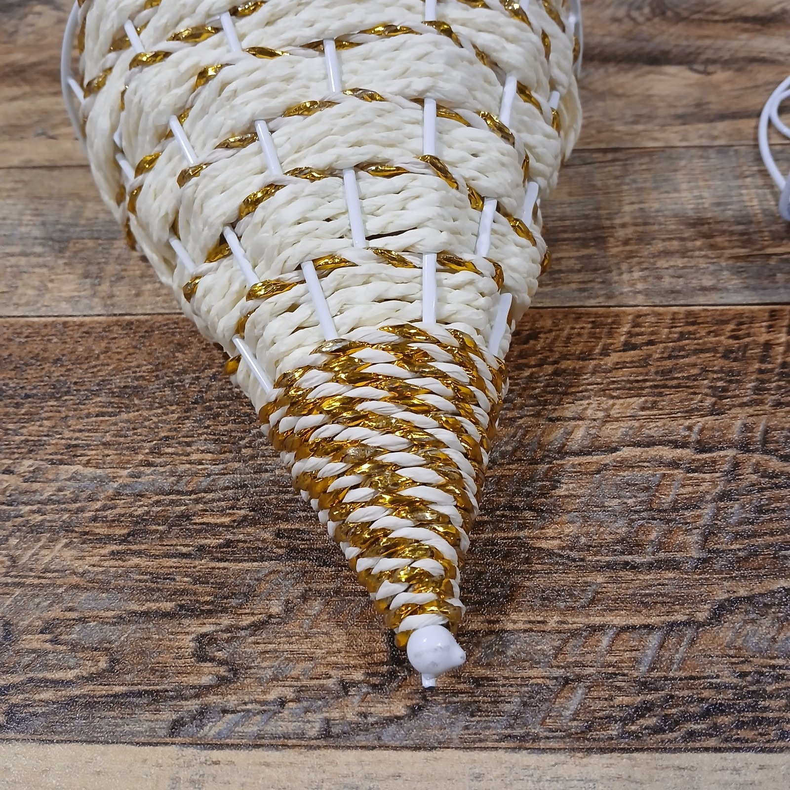 Set of 2 Wall Hanging Cone/Basket. Display Flowers. Cream & Gold