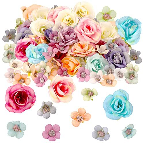 174 Pieces Fake Mini Flowers for Crafts Small Silk Artificial Fabric Flowers
