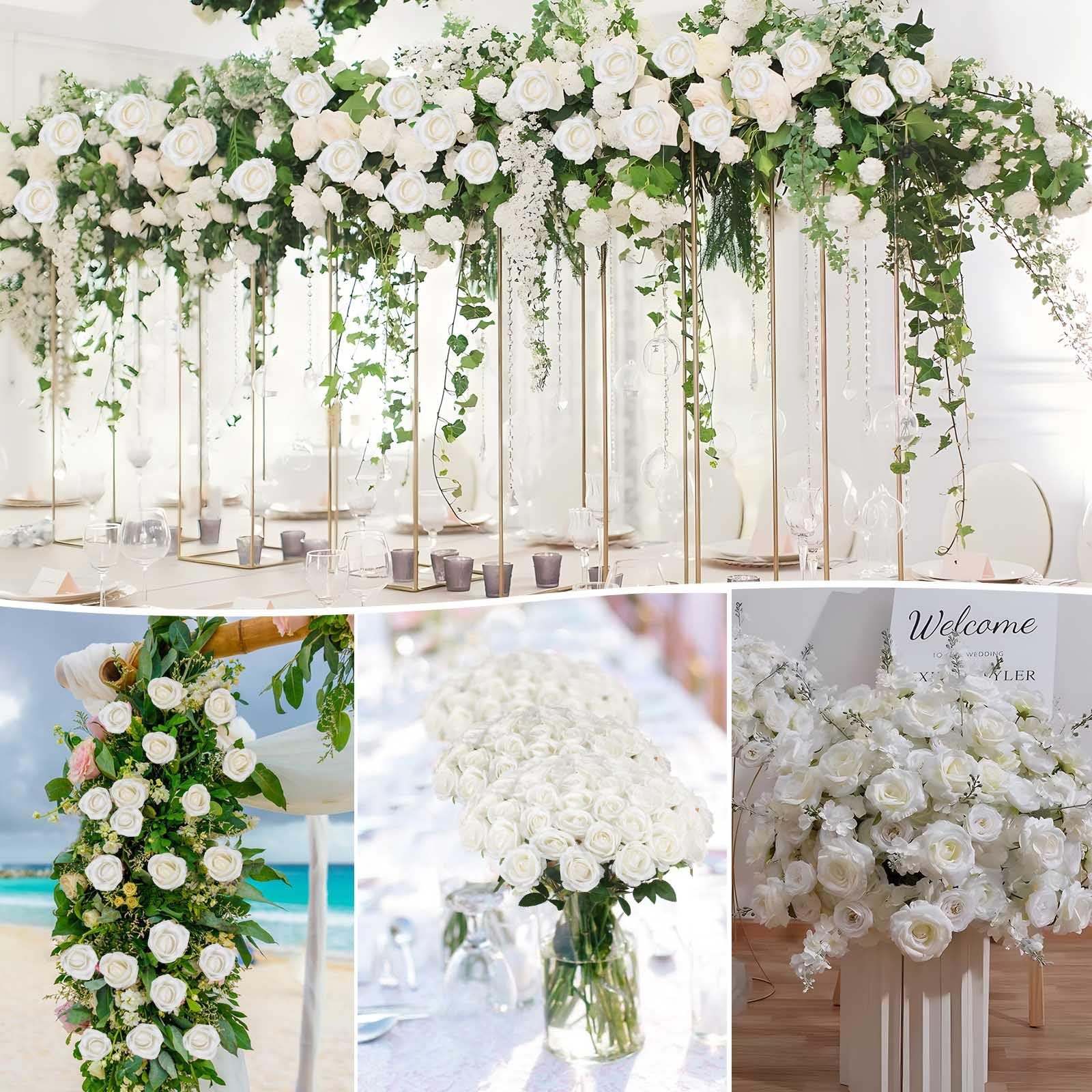 60 Pcs Artificial Roses Bulk Velvet Silk White Roses White Roses for Wedding …