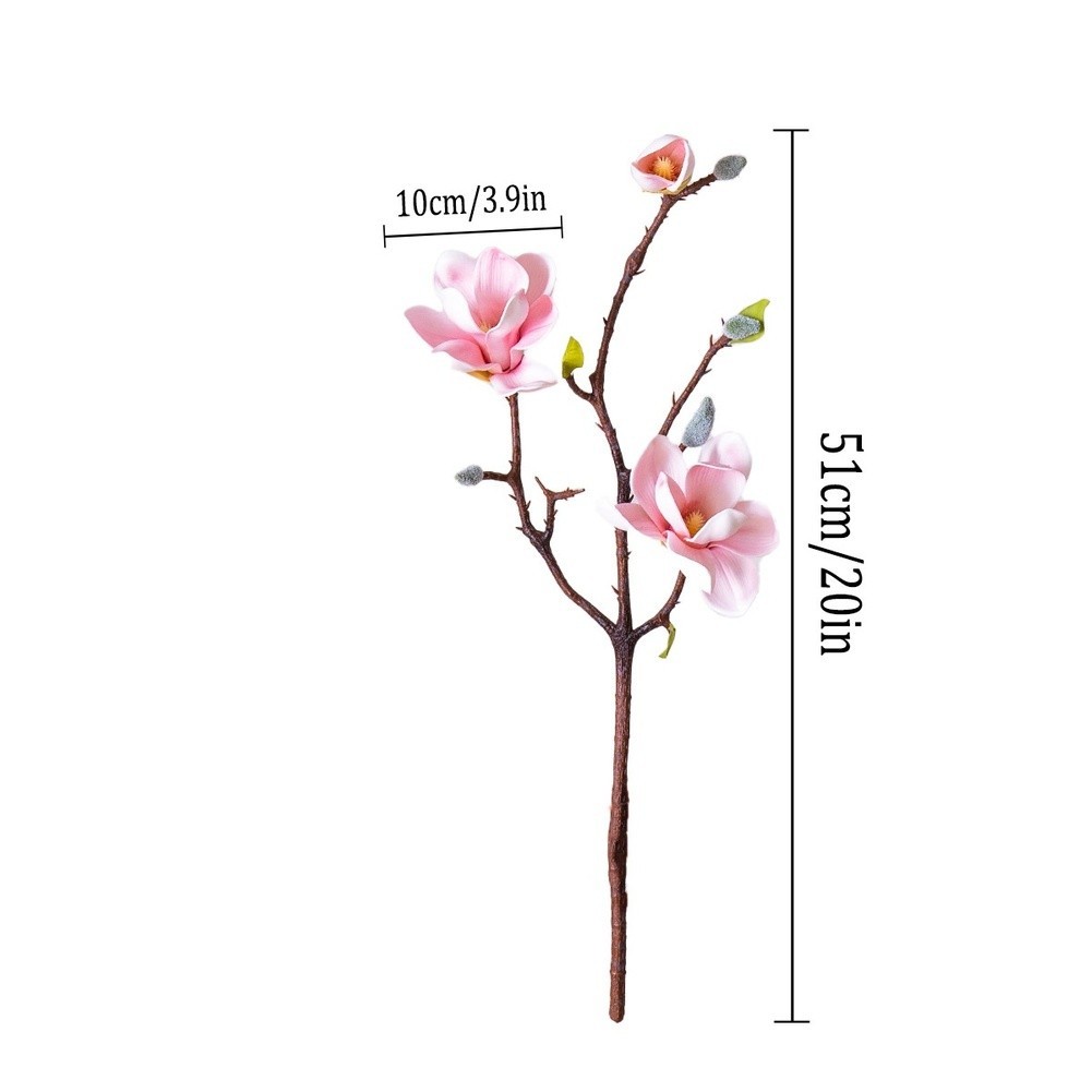Realistic Looking Magnolia Fake Flowers 51cm Length with Soft Touch EVA Petals