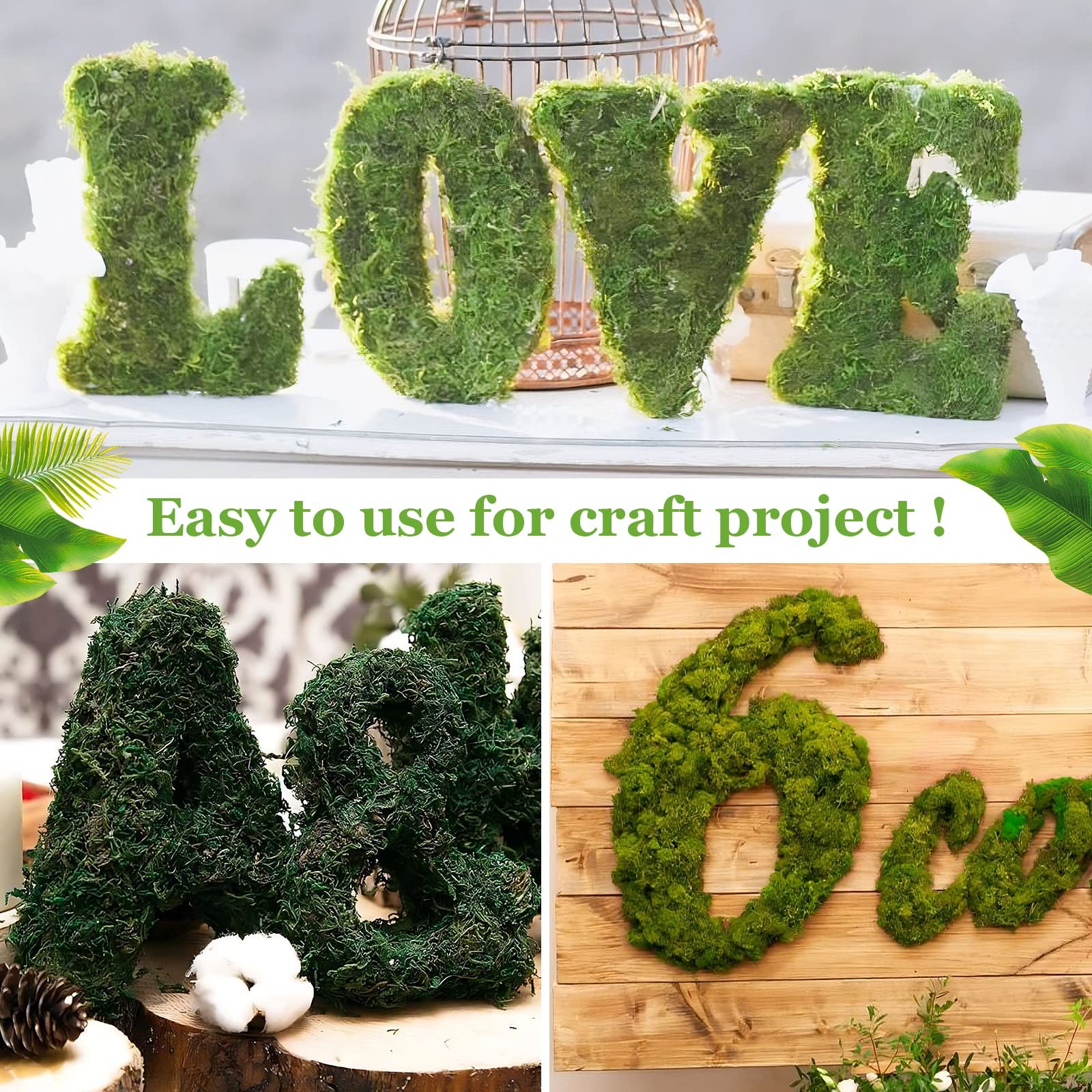1.3LBS Artificial Fake Moss for Fake Plants Indoor- Premium Faux Craft Moss f…