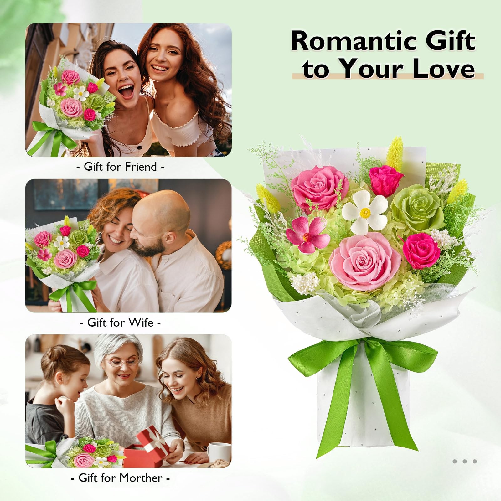 Forever Flower Bouquet Preserved Pink Roses Birthday Anniversary Delivery