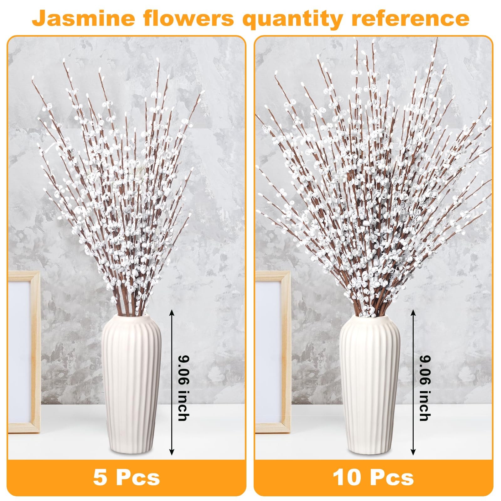 “29.5” Faux Jasmine Artificial Flowers Tall White Floral Branches for Decor”