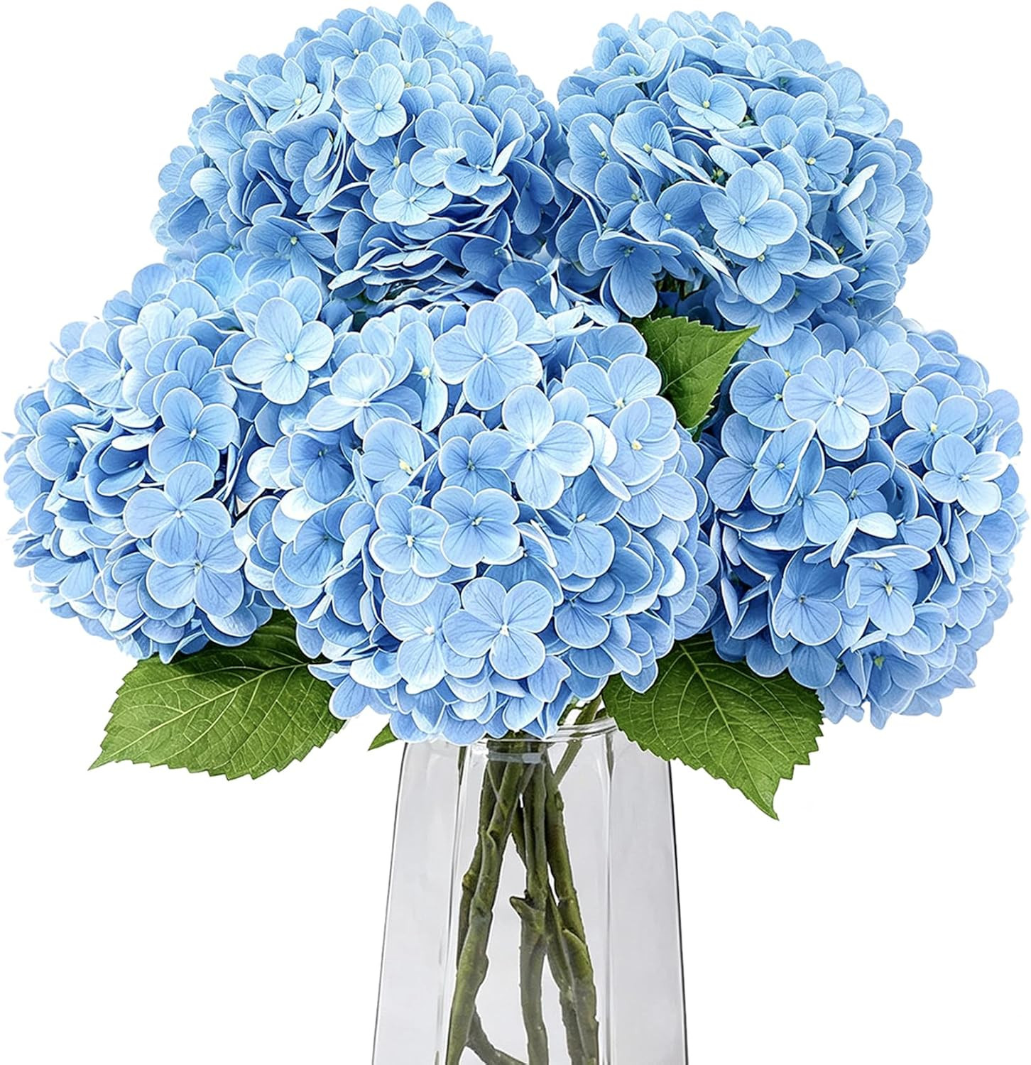 21″ Real Touch Light Blue Hydrangea Flowers – 5Pcs Faux Floral Decor