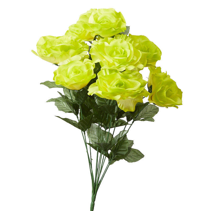 Factory Direct Craft Artificial Lime Green Open Rose Bush