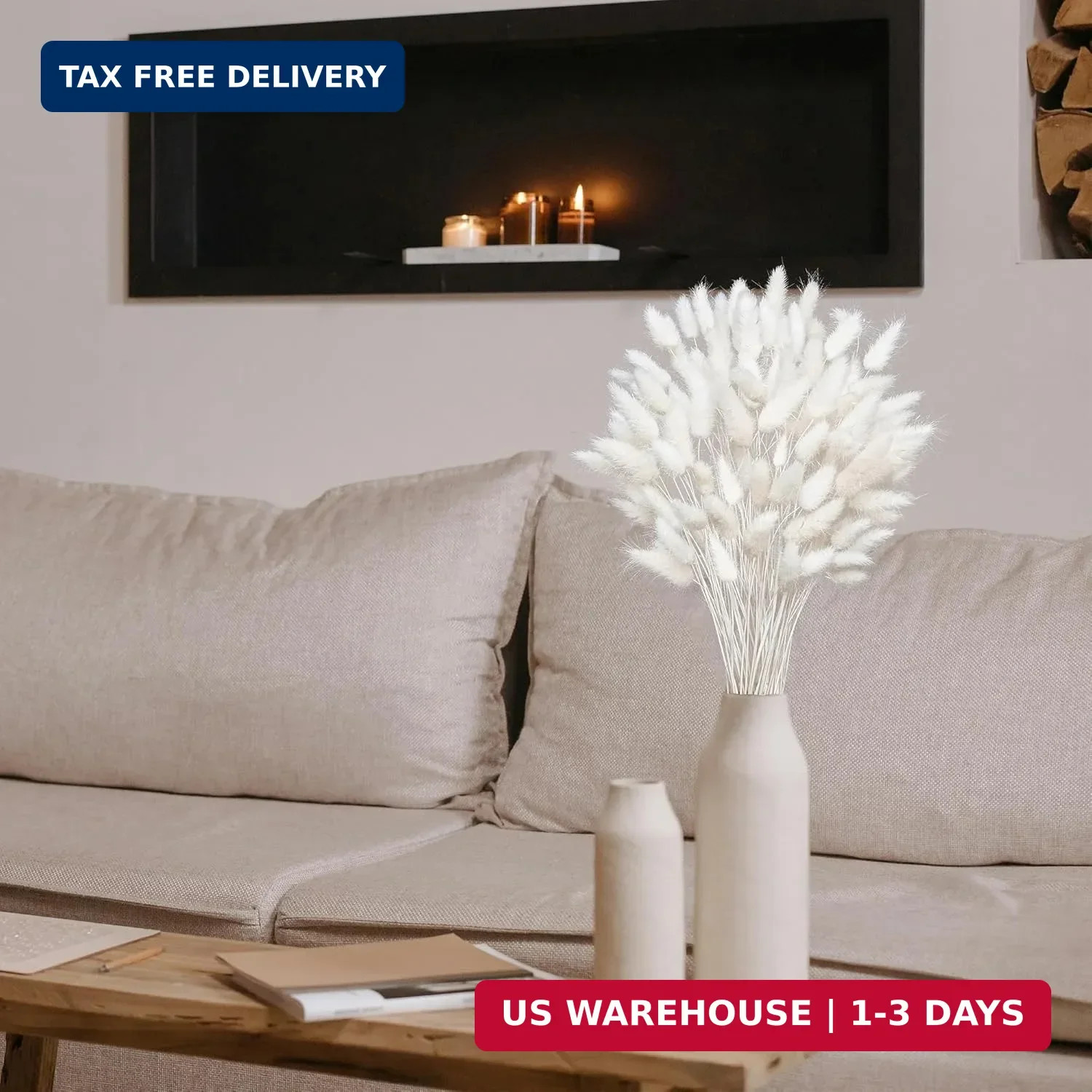 120 PCS White Dried Pampas Grass Decor, 17-inch Pompas Floral, Dry Flowers for D