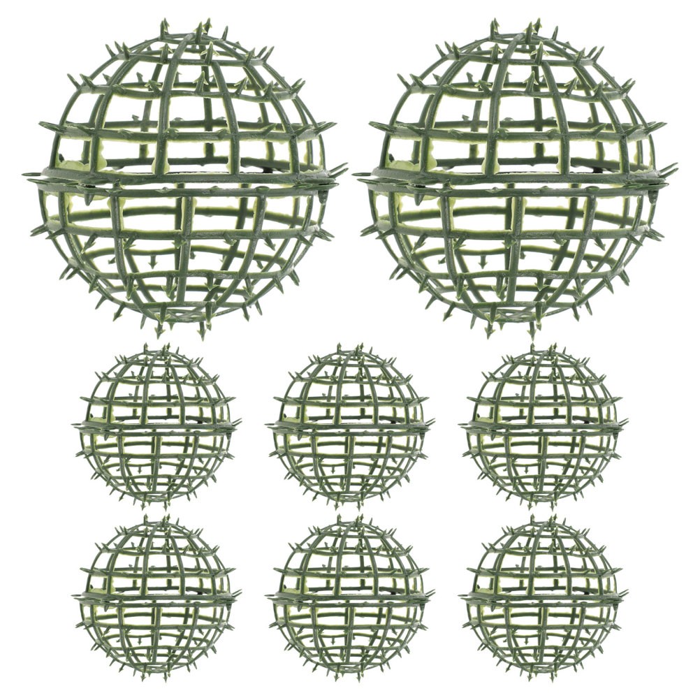 8Pcs Reusable Plastic Topiary Ball Support Cage Green Floral Arrangement Holder