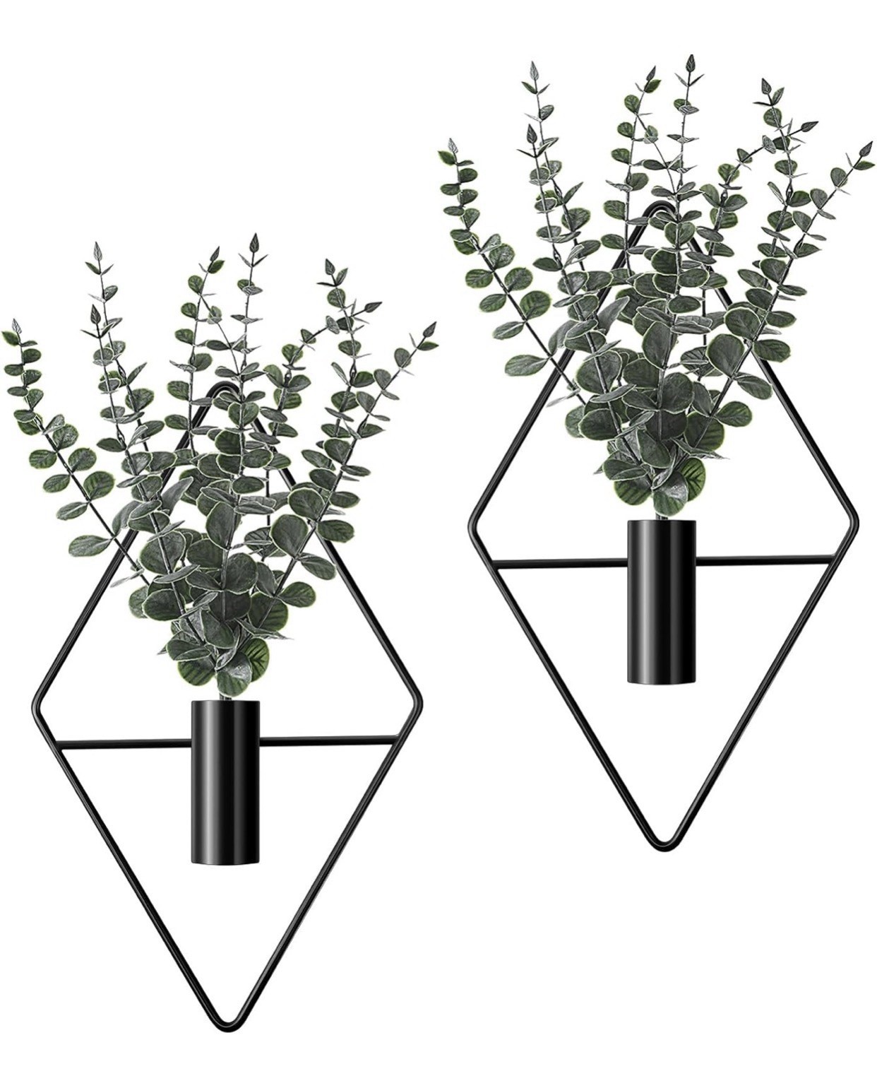 4 Pcs Indoor Hanging Planters 💚 Artificial Eucalyptus 💚 Metal Boho Vases