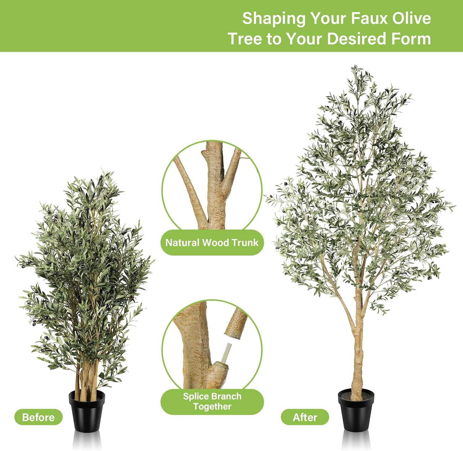 10ft Artificial Olive Tree with Realistic Trunk & Lifelike Fruits for Decor