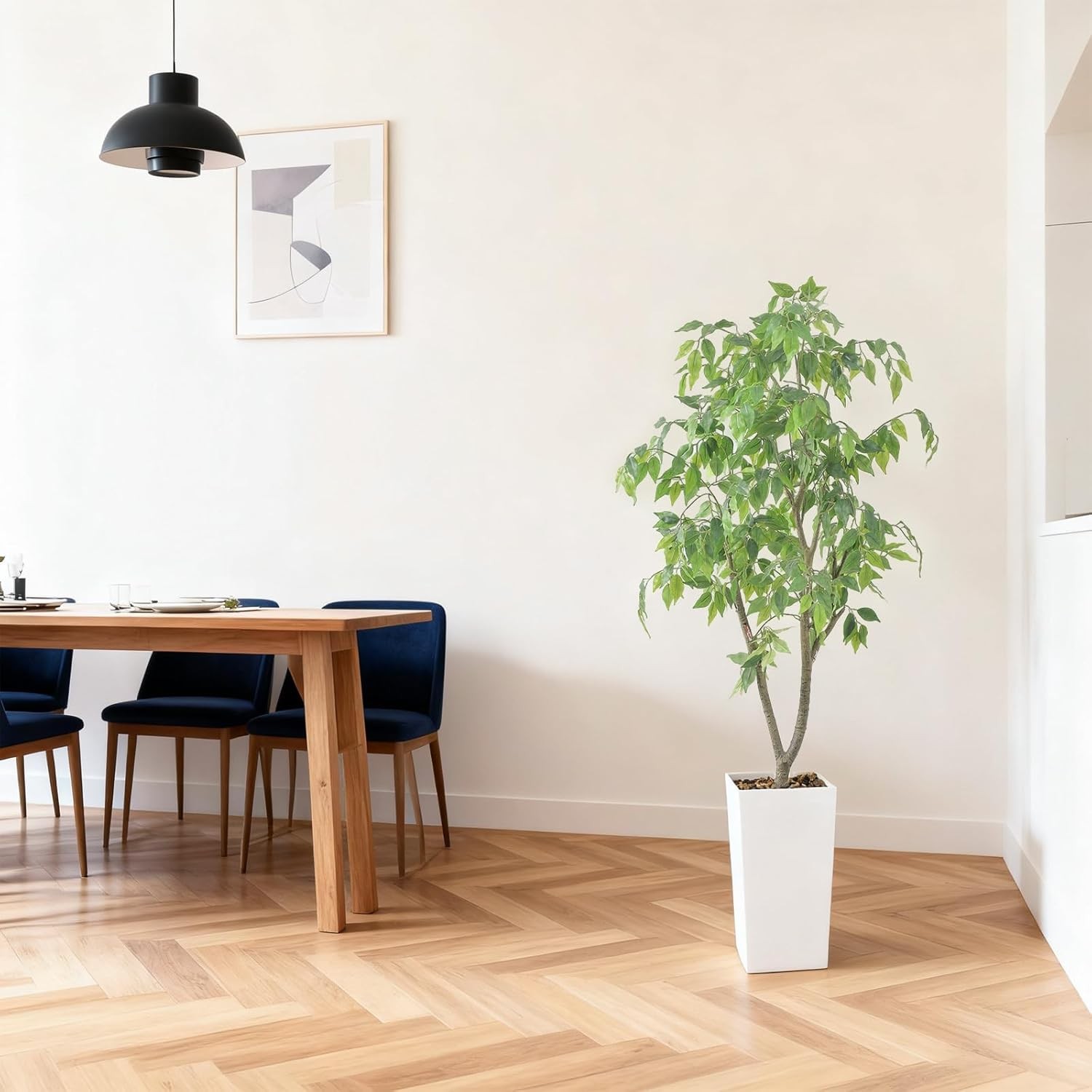 Artificial Plants, 150cm Tall Plant Ficus Artificial Tree with White Pot, Fake