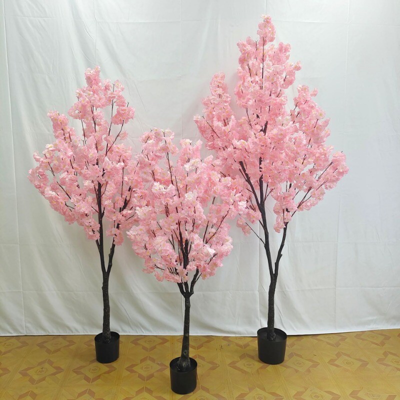 Simulation plant pot decoration bionic green plant fake green pink cherry tree