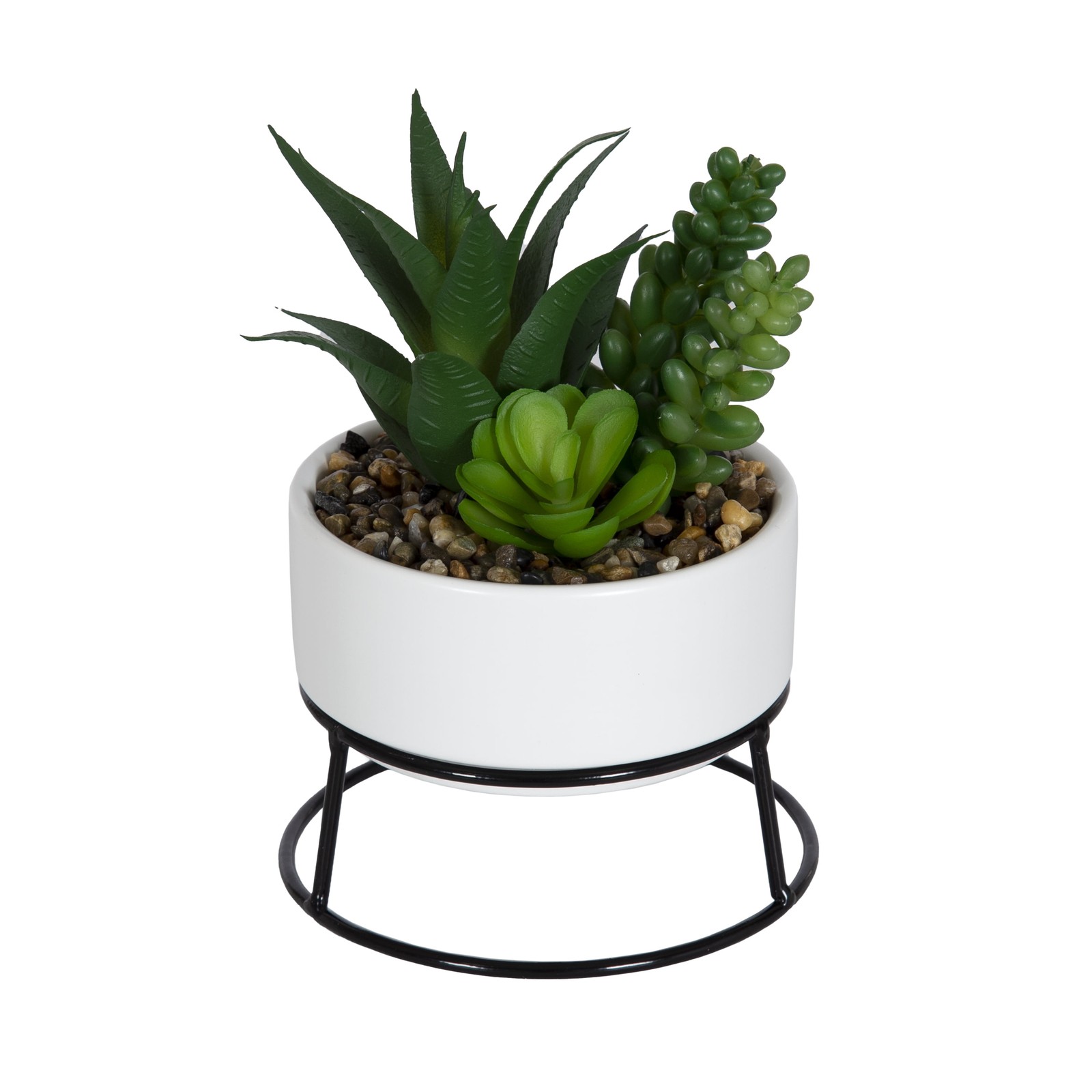 6.5″ Artificial Agave & Sedum Succulents in Ceramic Planter