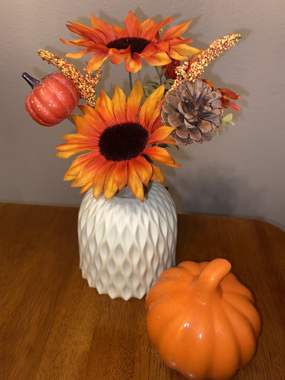 Autumn Fall Décor Flowers Pumpkins. & Garland Floral Arrangement Gift Set
