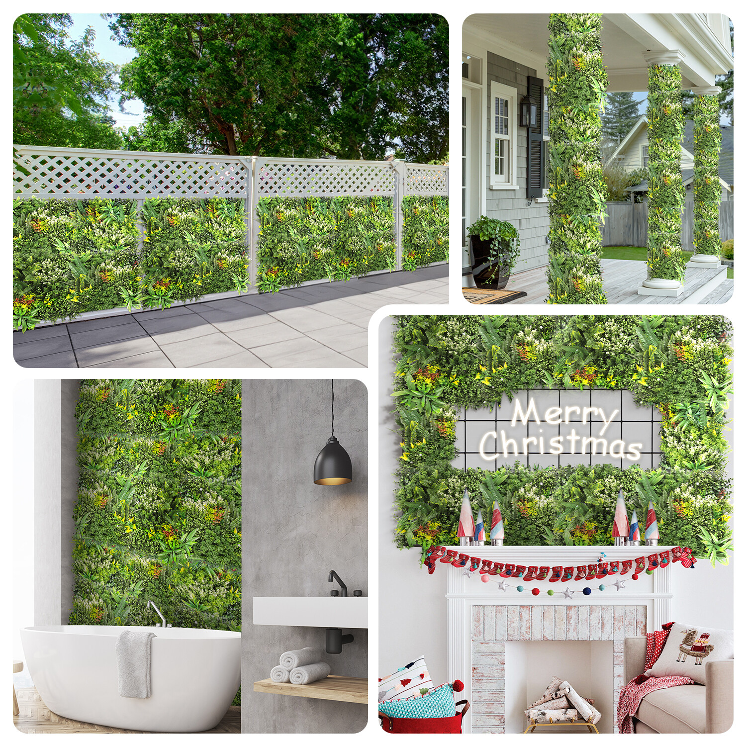 20″ x 20″ Artificial Plant Mat Mixed ABC Fence Panel Wall Hedge Decor 3-Pack #1