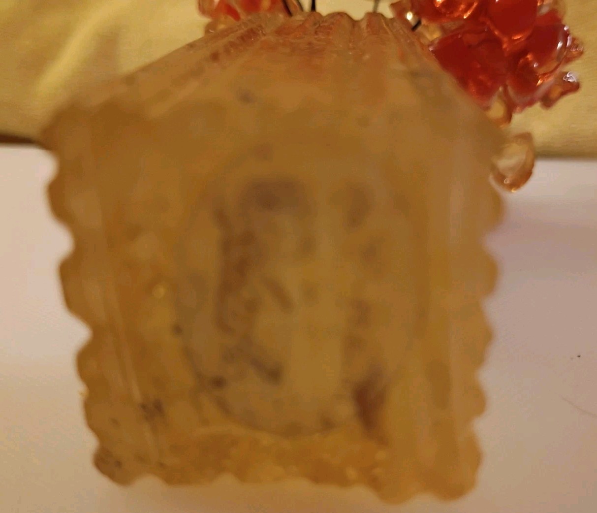 Colorflo 1960/70s Lucite Acrylic Mod Orange/Yellow Flowers In Lucite Vase