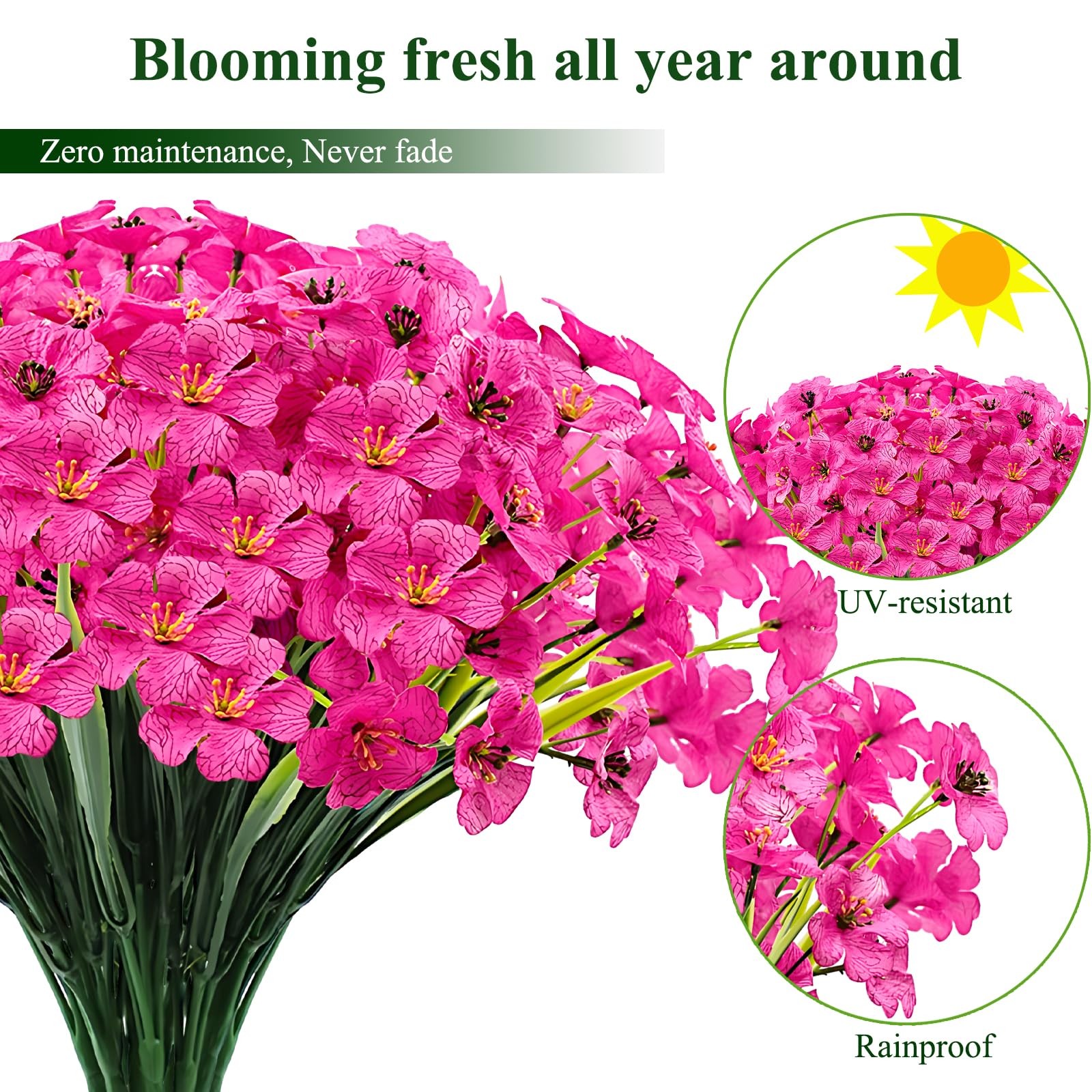 20 Bundles Outdoor Artificial Flowers UV Resistant with Faux Silk Flowers and…