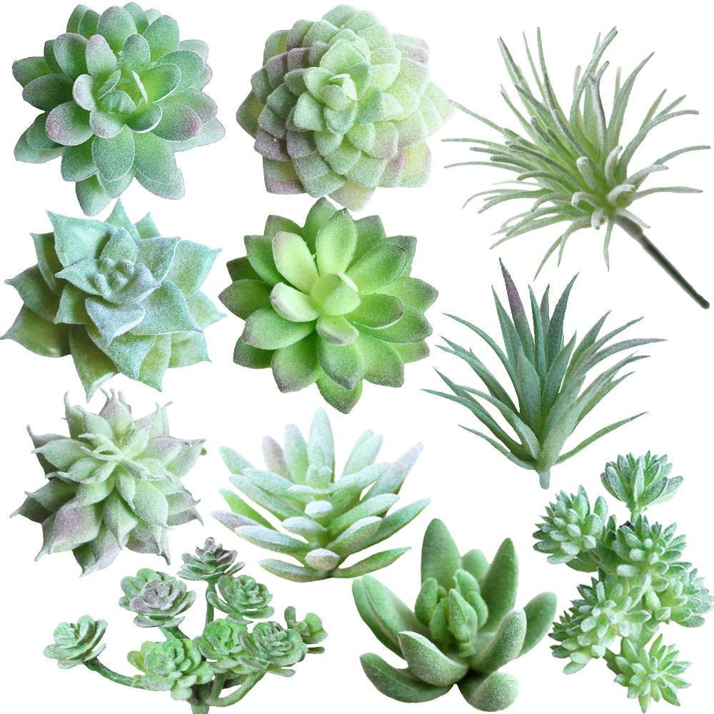 Realistic Flocked Artificial Succulents Mini Fake Plants for Garden Craft