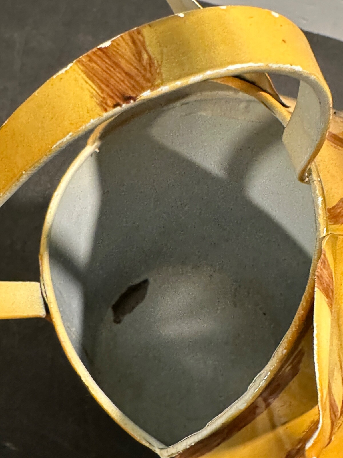 Metal Hand-Painted & Distressed Whimsical Yellow Tabby Kitty Cat Watering Can