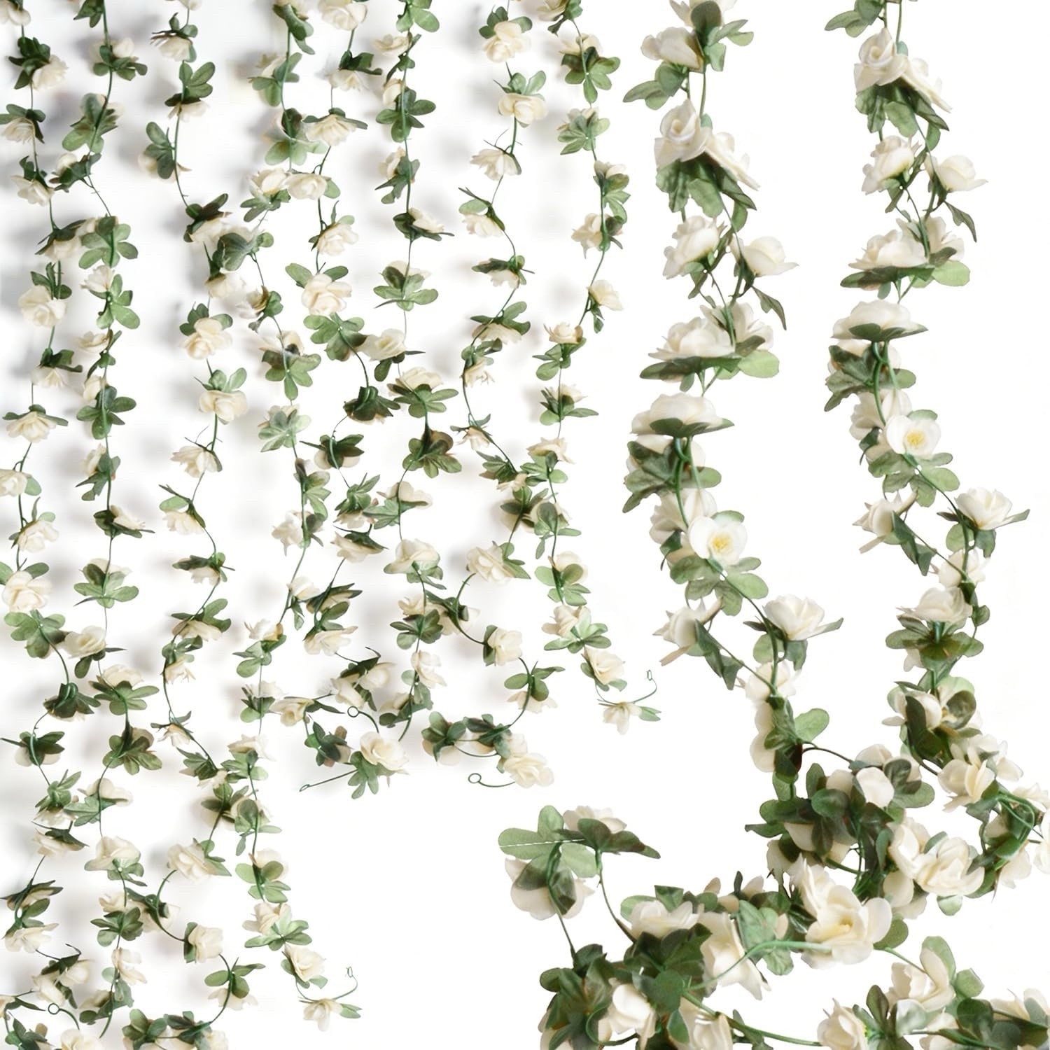 2 Pack 16 feet Artificial White Rose Vine Garland Wedding Decor Floral Hanging.