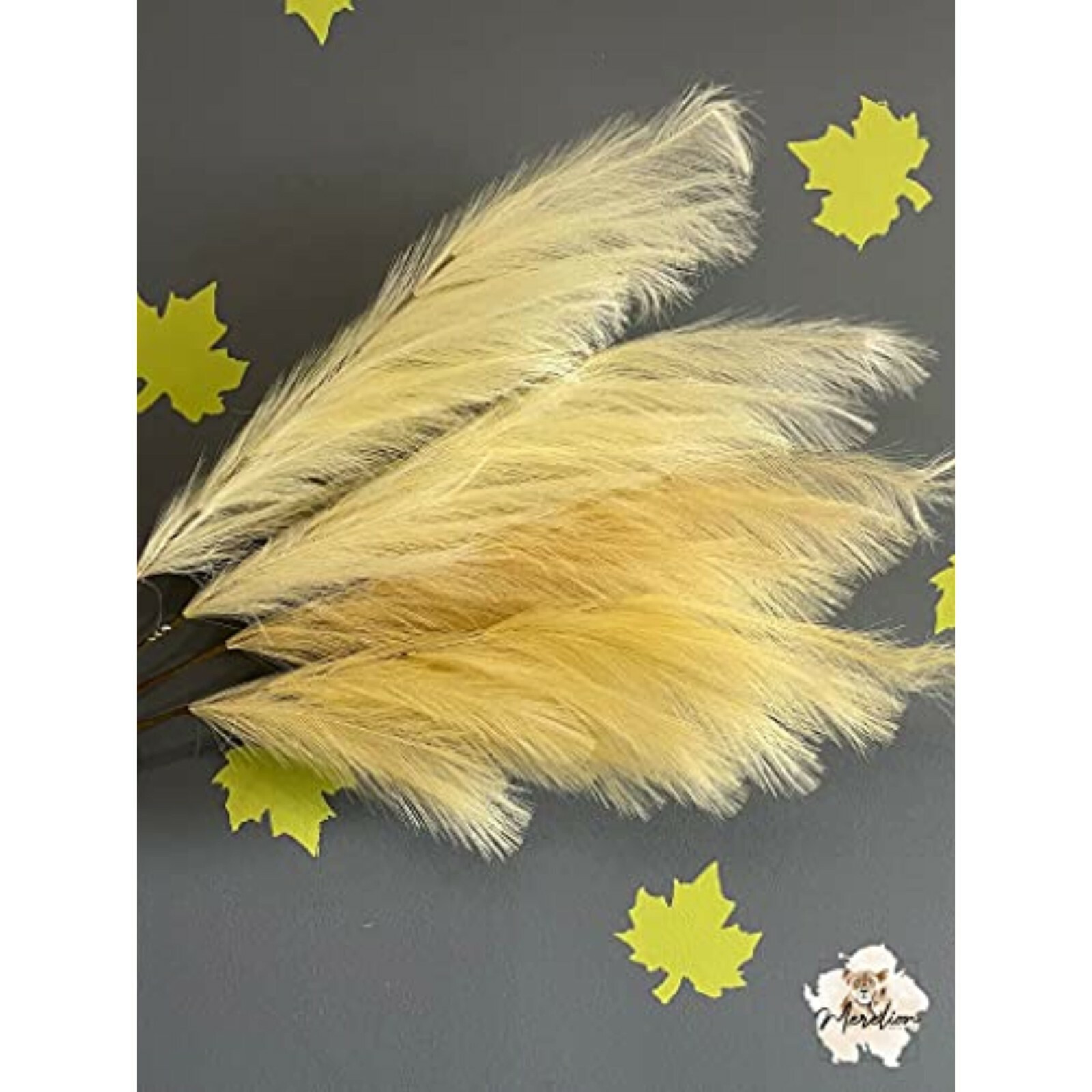 Set of 4 – Merelion Faux Pampas Grass Large Decor, 43″ 110Cm – Cream Beige Color