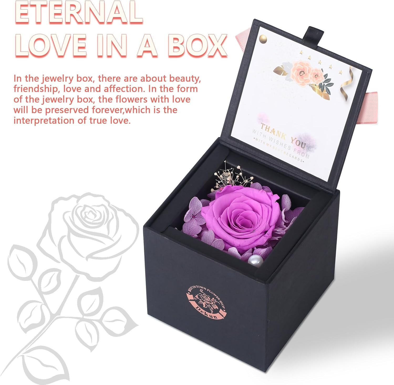 Preserved Roses in a Gift Box Real Roses Mothers Day Valentines Day Gifts for Gi