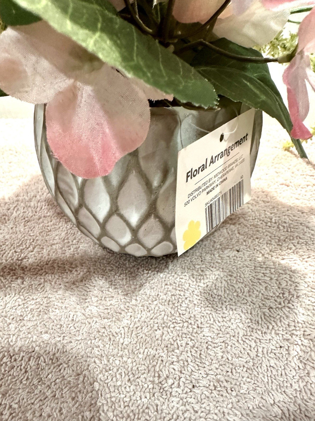 New with Tag Pink Flower Arrangement with Vase Ceramic Vase 10×10