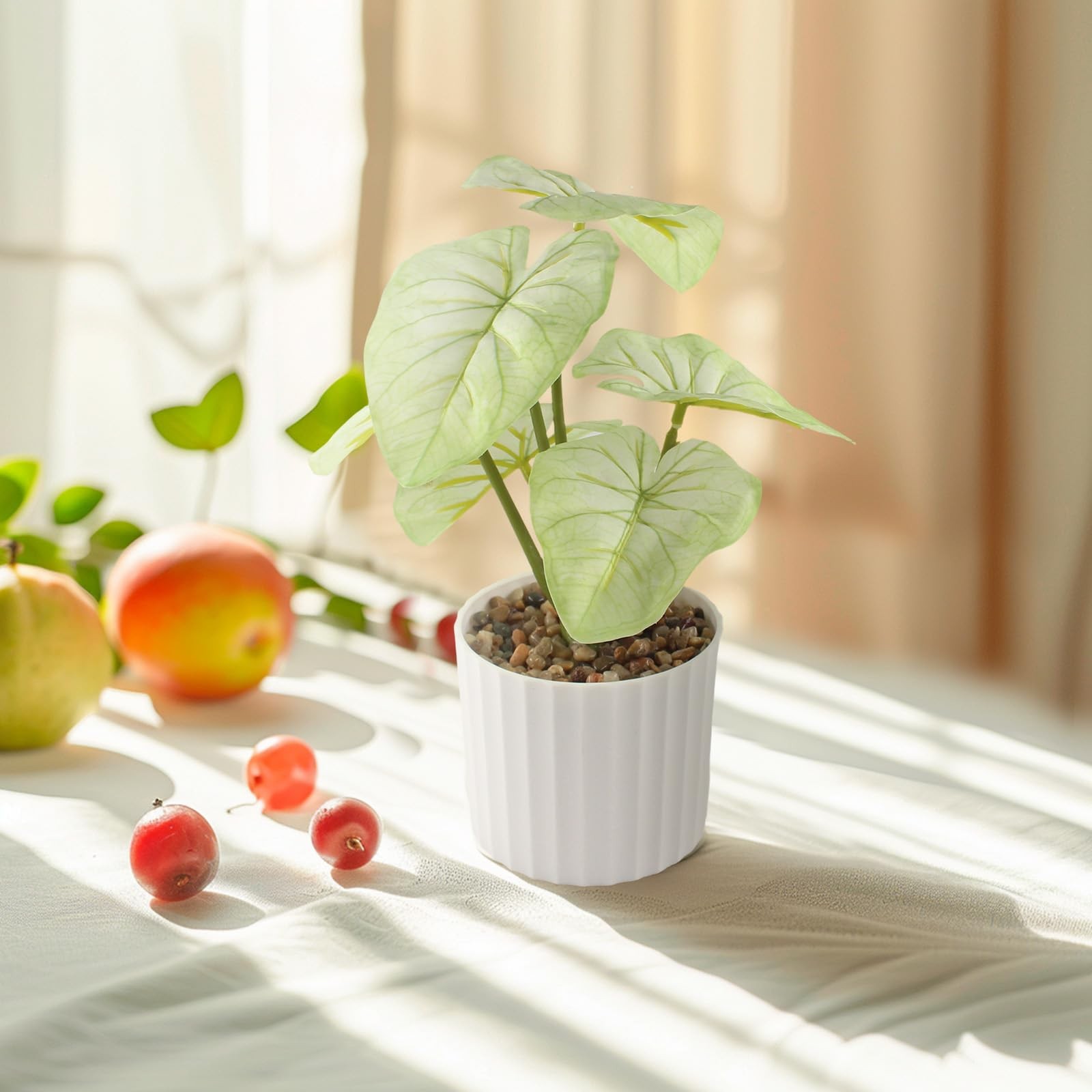 1pc Artificial Plant Faux Greenery Leaf Small Potted Realistic Fake Plants fo…