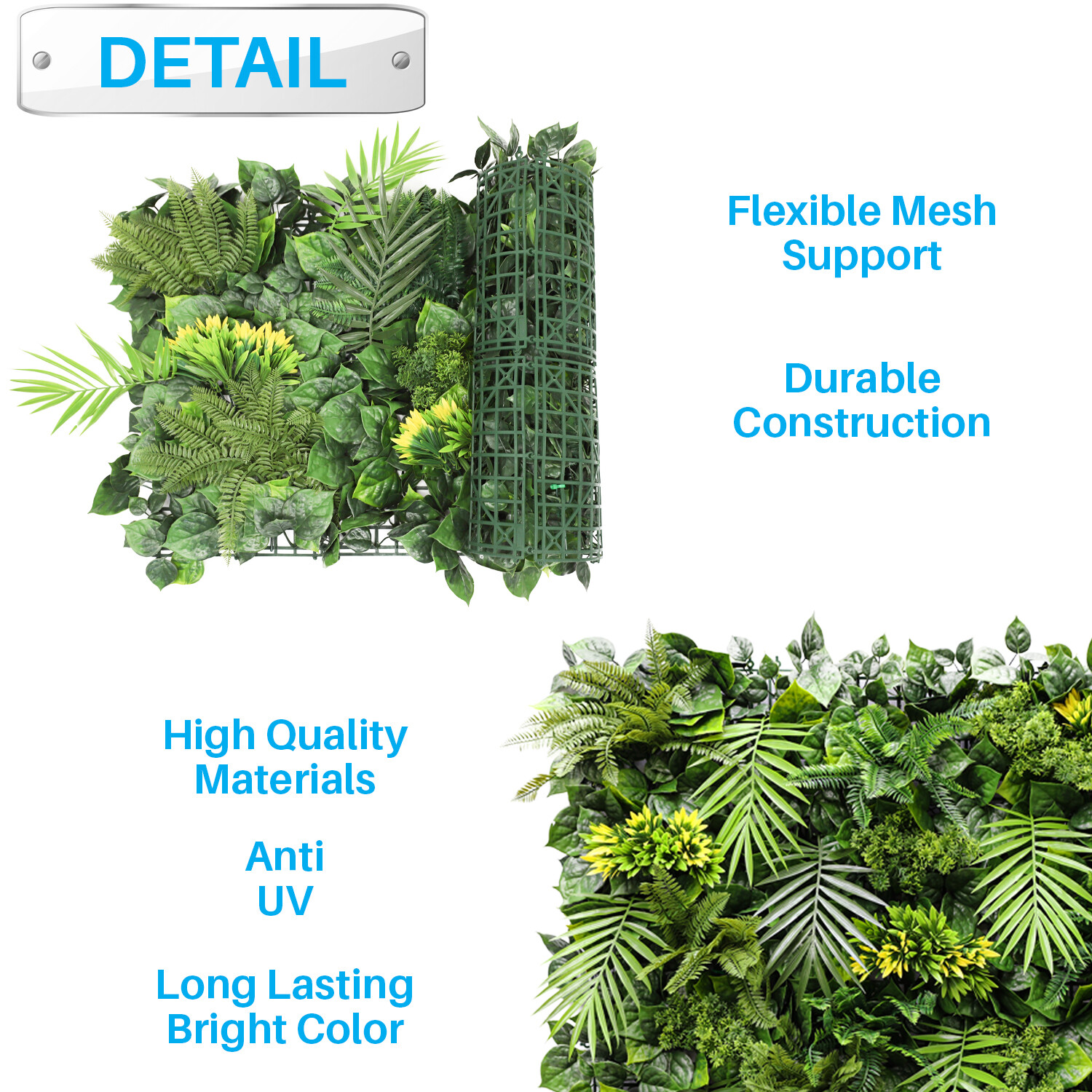 40 Inch 3D Artificial Boxwood Wall Hedge Mat Panels Outdoor Grass Fence Style#8