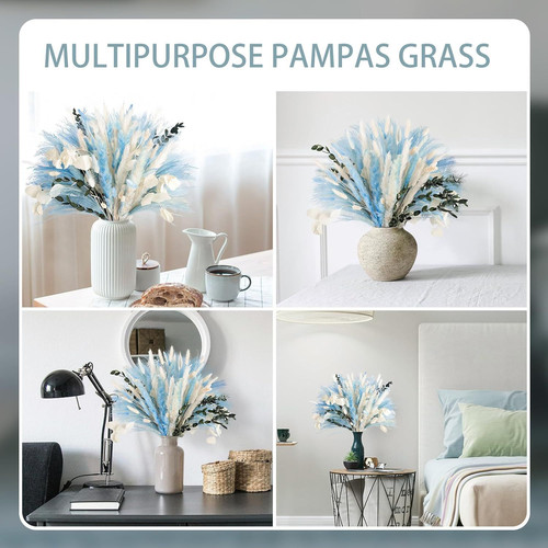 N&T NETING 101Pcs Blue Pampas Grass Decor Natural Dried Floral