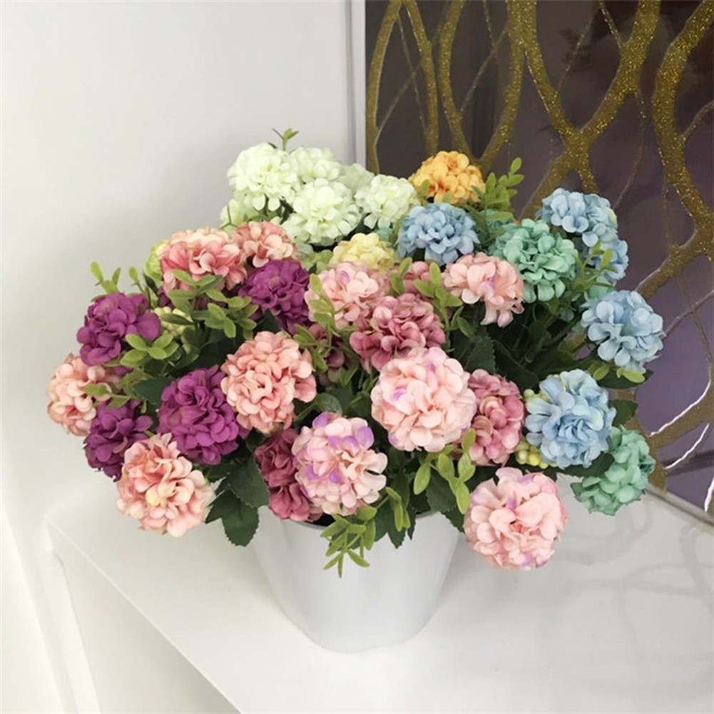 European Style Wedding Silk Flower Bouquet Blue Pink Yellow White Green Rose Red