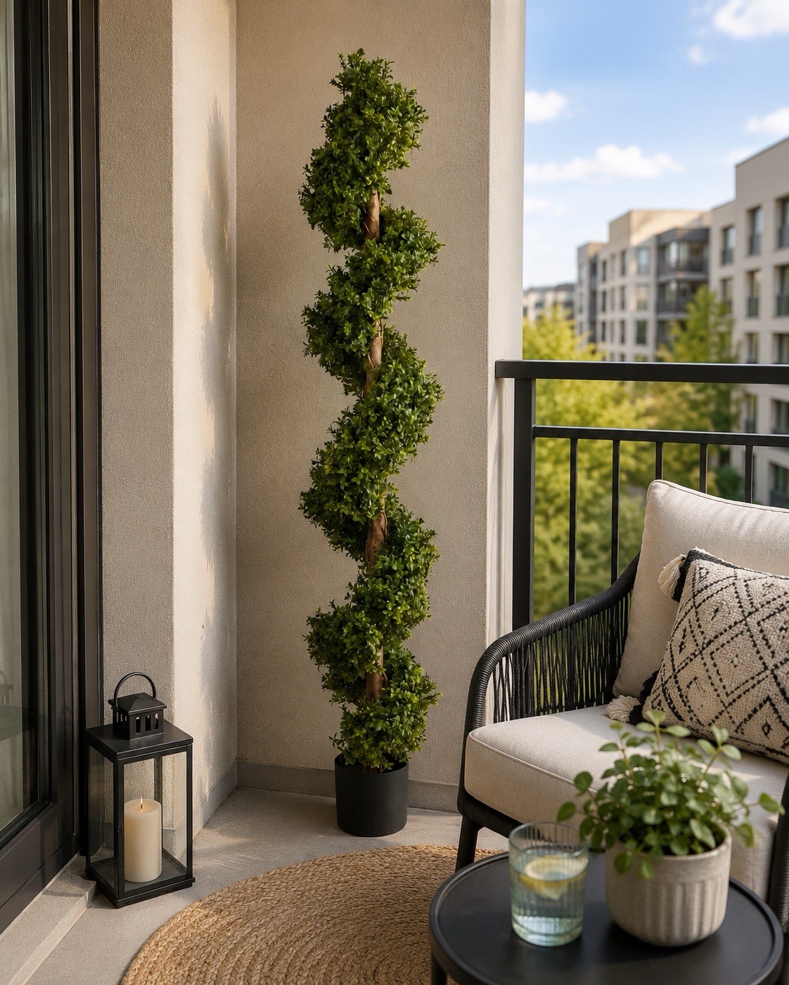 6’ Topiary Boxwood Spiral Artificial Tree UV Indoor/Outdoor. Retail $199