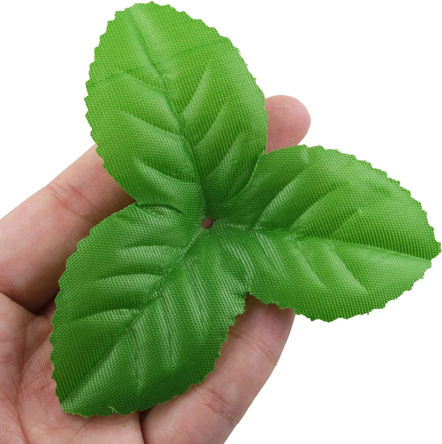 50pcs Artificial Leaves Rose Flower Leaf Green Silk Fake Leaves Christmas Party