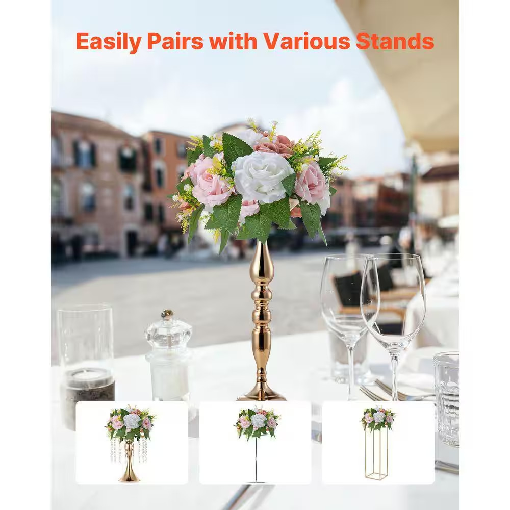 Flower Ball Arrangement Bouquet 10PCS, Wedding Table Centerpieces, 4.72 In. Whit