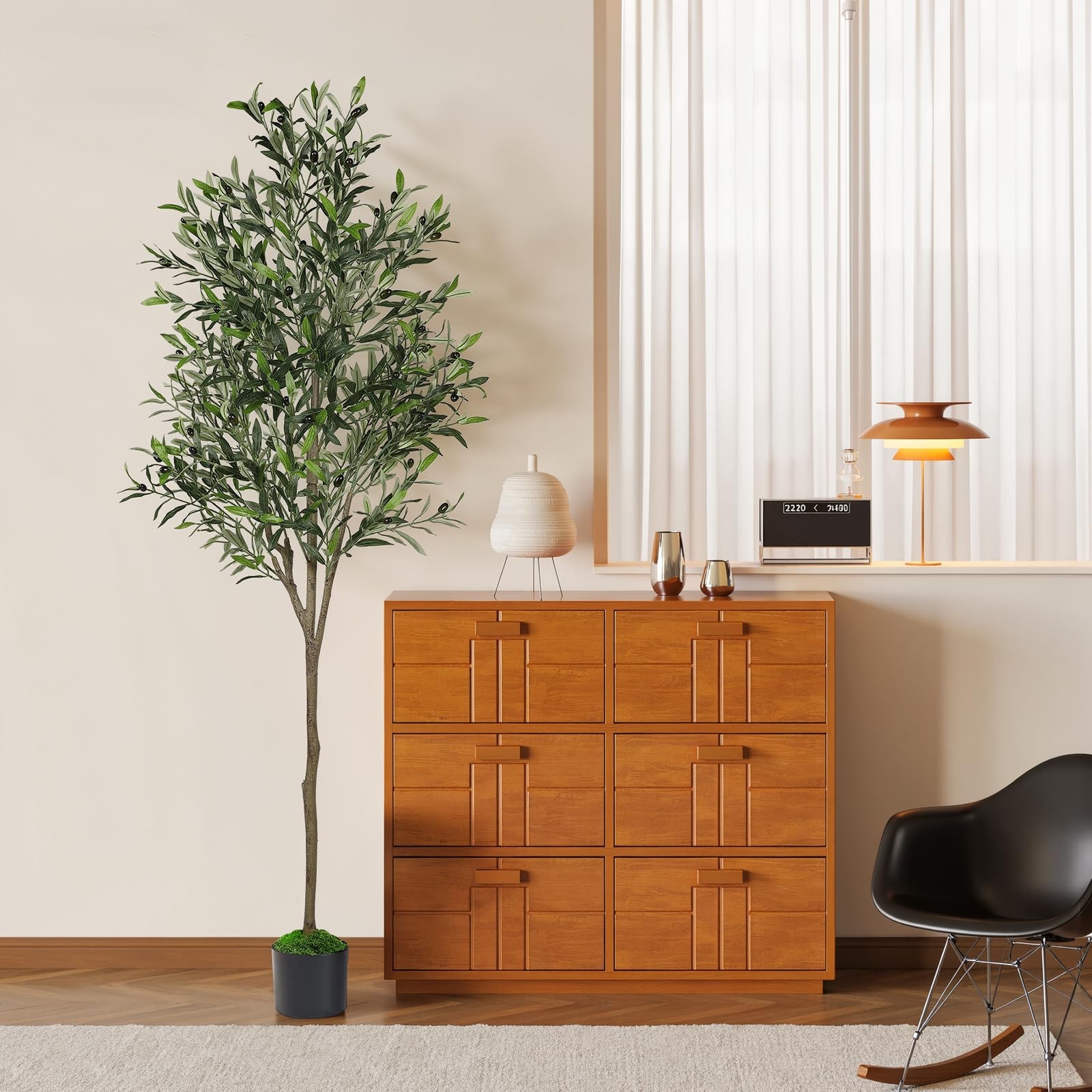 6ft Olive Tree Artificial Indoor, Fake Tree Potted Faux Olive Trees with Life…
