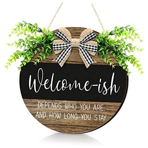3D Welcome Sign for Front Door, 12 Inch Rustic Retro Style Classic Foliage
