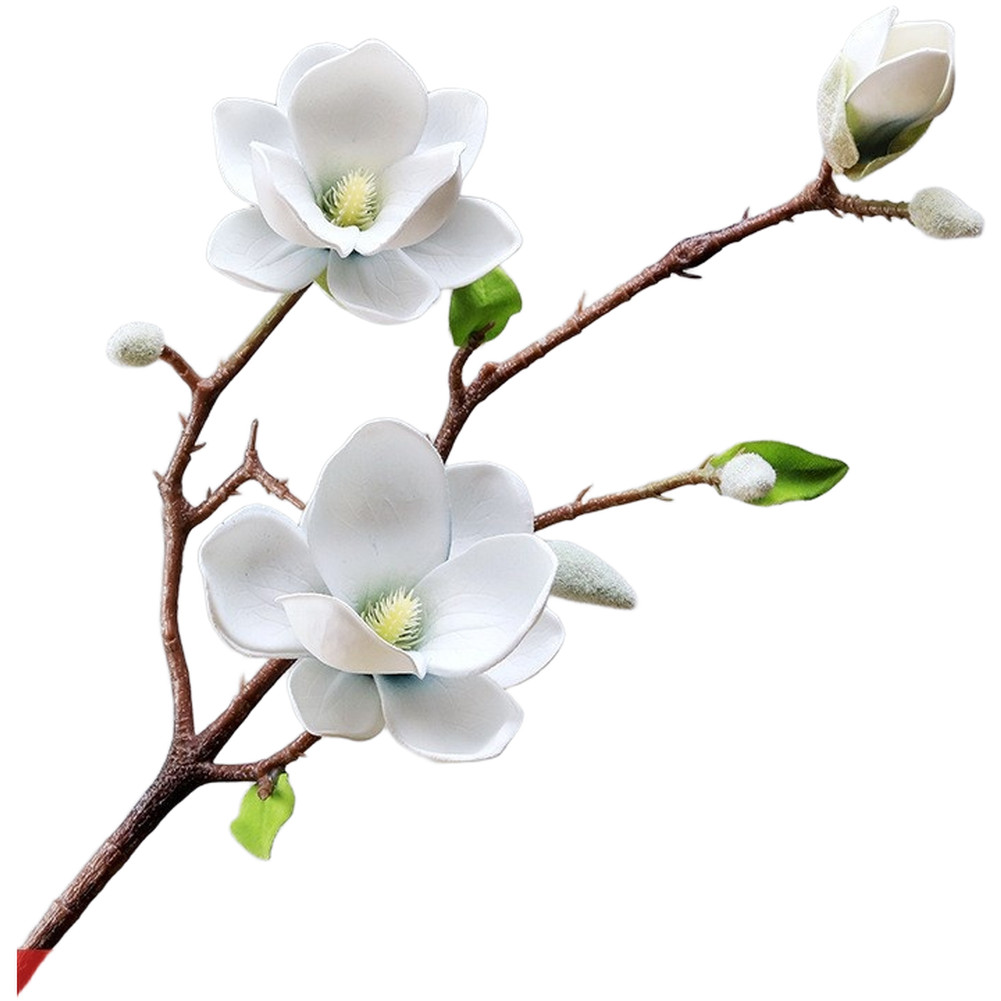 Realistic Looking Magnolia Fake Flowers 51cm Length with Soft Touch EVA Petals