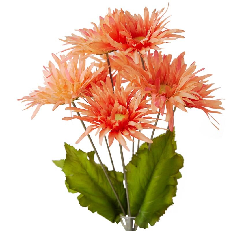 Set of 2 Poly Silk Peach Artificial Gerbera Daisy 17″ Floral Bushes
