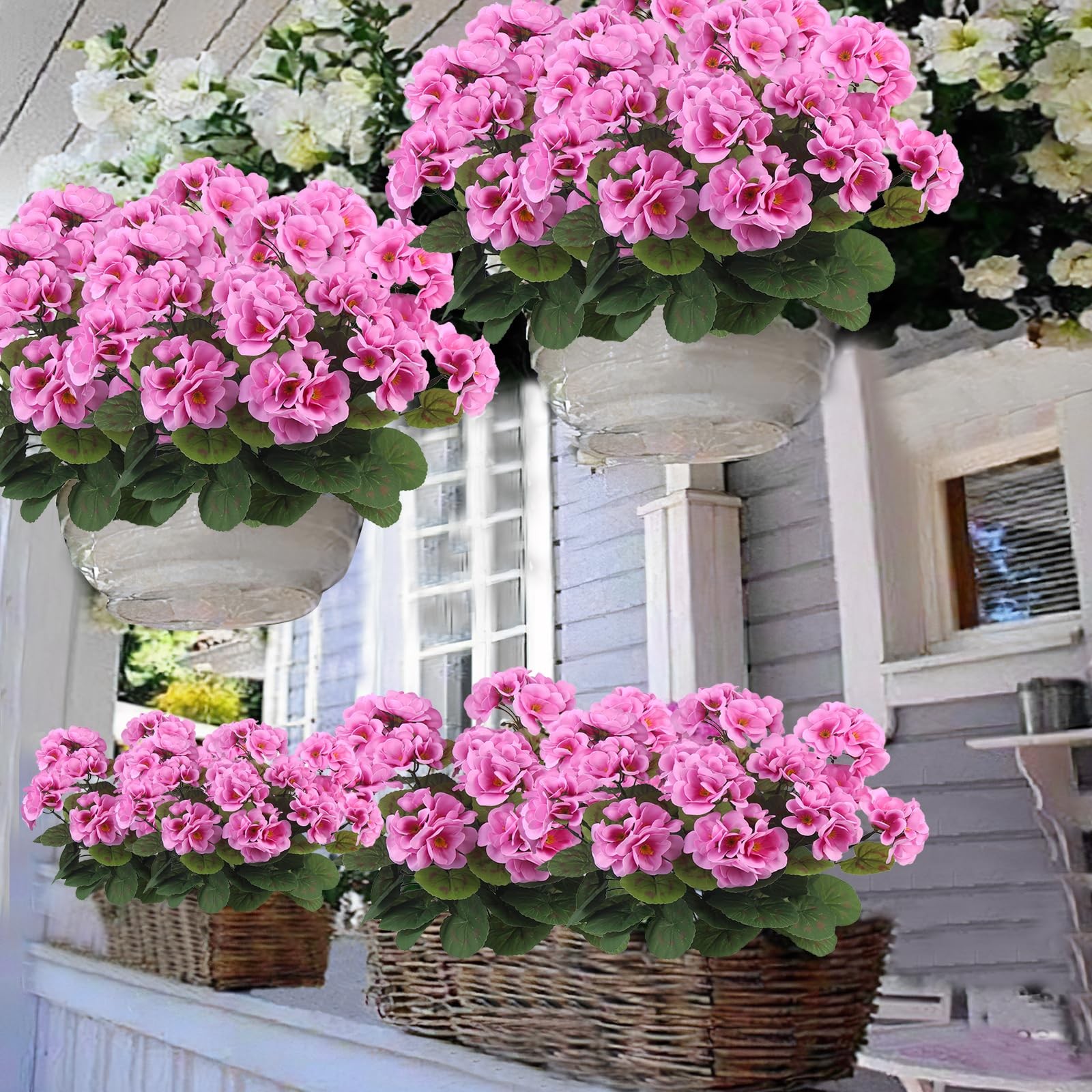 CITYES 3 Pcs Artificial Geraniums Flowers Silk Geraniums for Outdoors UV Resi…
