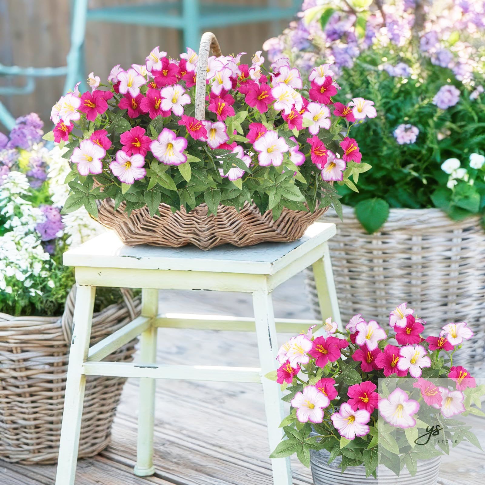 2Pcs Artificial Flowers for Outdoors Fake Plants Outside Spring Summer Decoratio