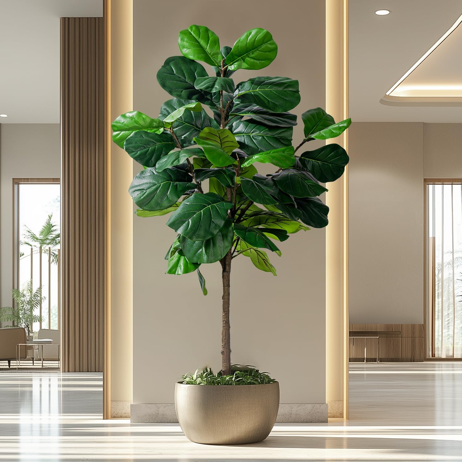 Artificial Fiddle Leaf Tree-6ft Faux Plant Fake Ficus Lyrata Tree Artificial …