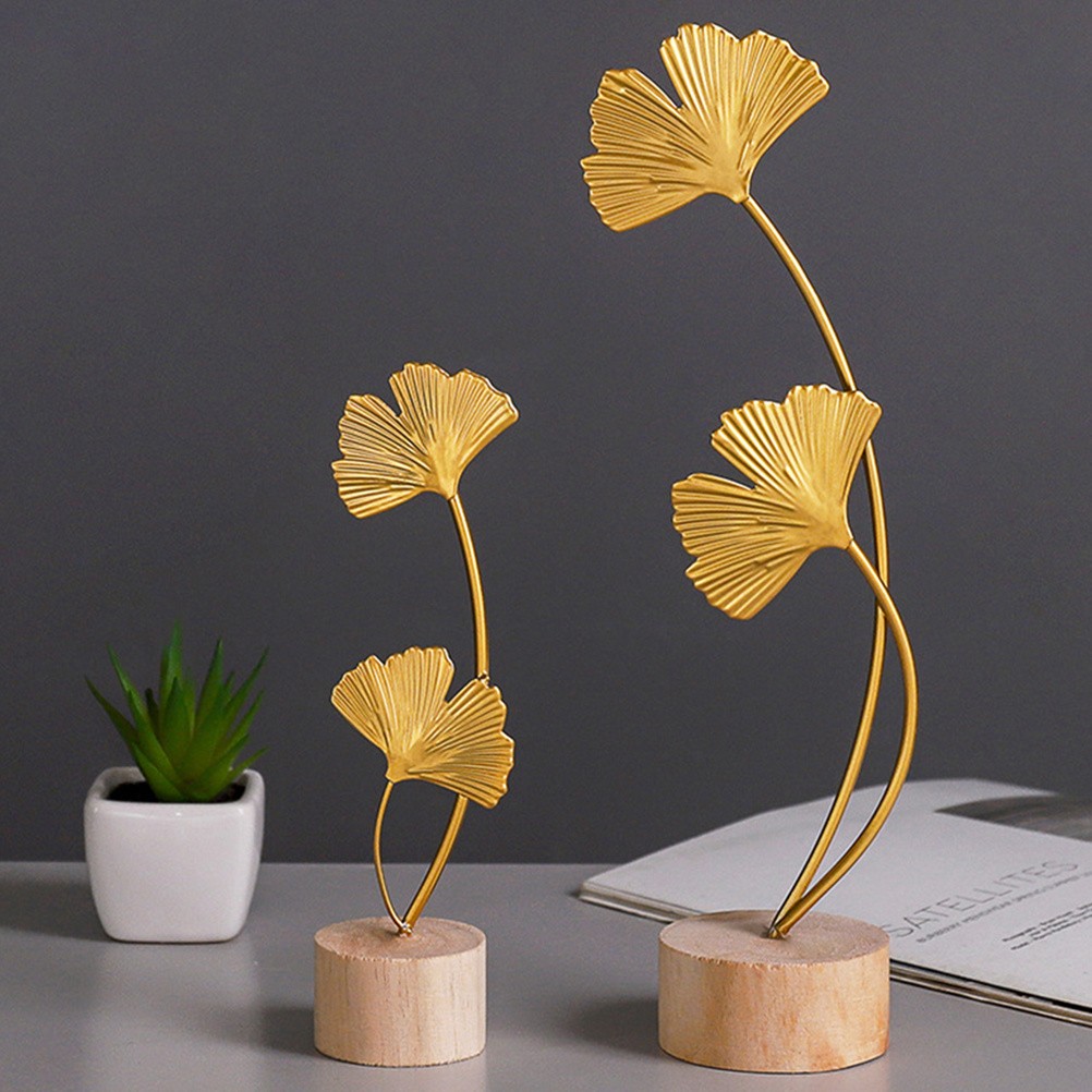 Elegant Ginkgo Leaf Decoration Metal for Desktop 1Pcs 11×2.7in